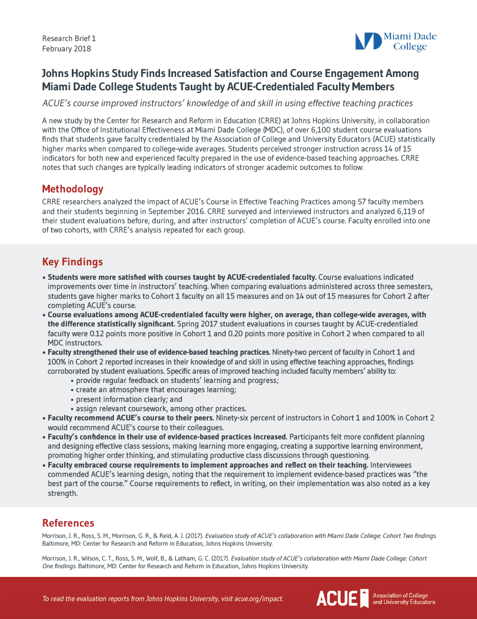 Student Impact Brief 1 Johns Hopkins Study Finds Improved Student