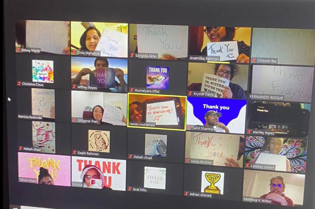 Screenshot of Matthew Witter's City College of New York students in virtual class