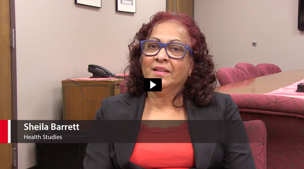 Video still shot: Sheila Barrett, a professor of health studies