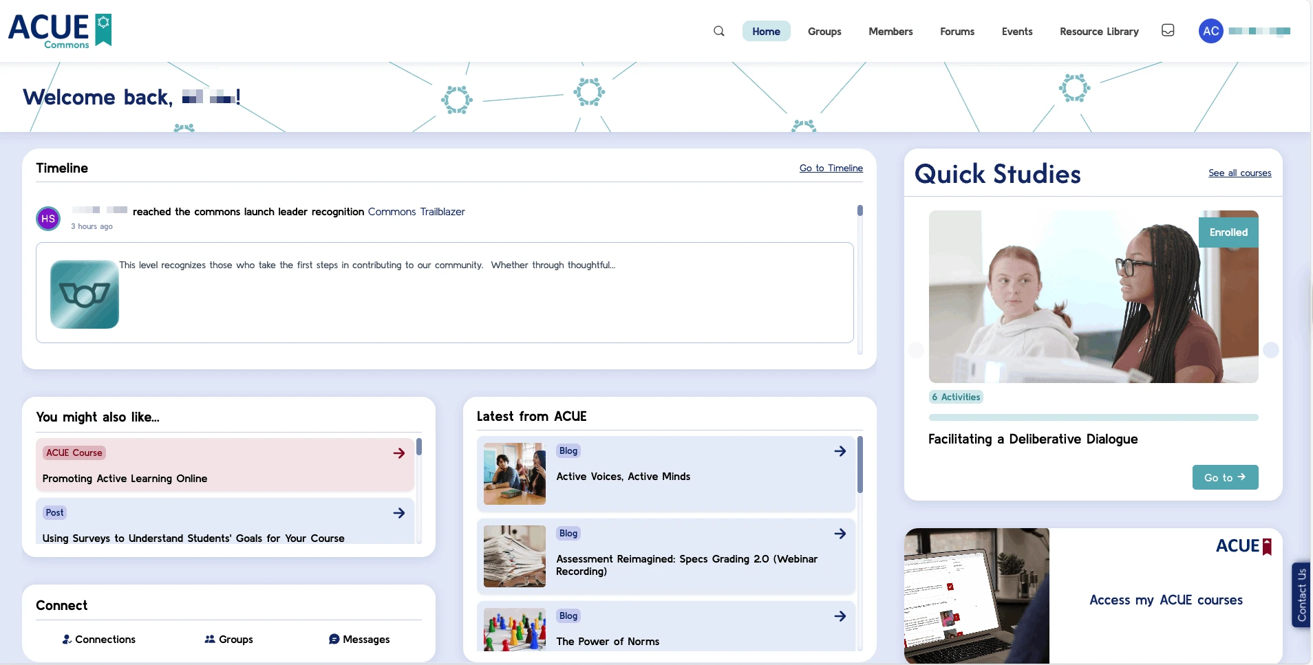 commons-7 ACUE Commons Dashboard