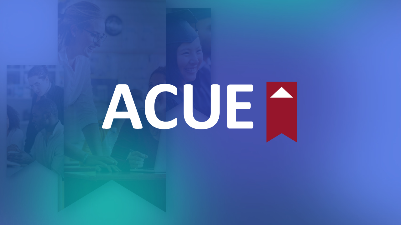 ACUE logo with gradient background
